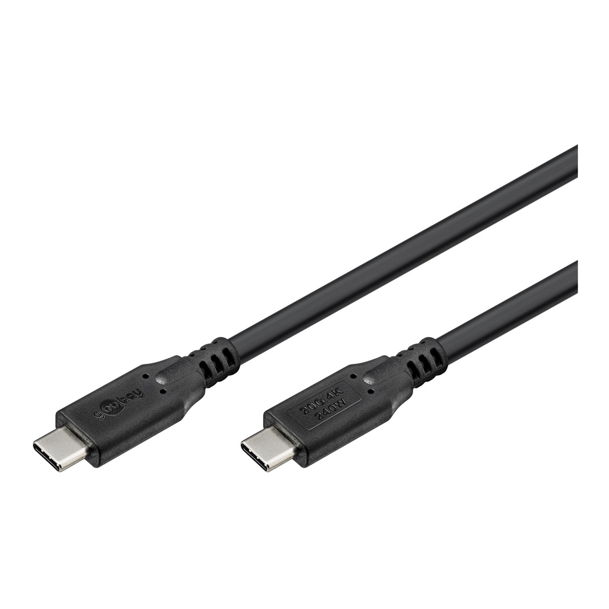 Goobay USB-C-Kabel, USB4, 0,5 m, schwarz, 240 W, 5 A, 20 Gbit/s,