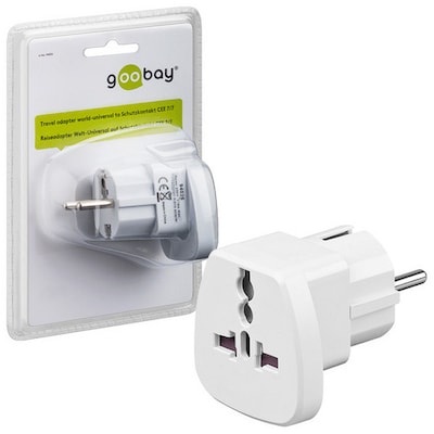 Goobay Reiseadapter Welt auf EU Schutzkontaktst. Typ F, CEE 7/7 UK-Buchse, Schweiz-Buchse (Typ J, SEV 1011), Italien-Buc...