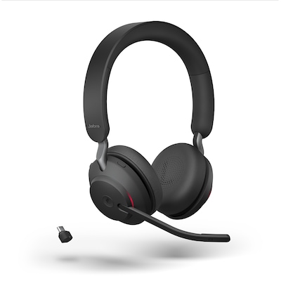 Jabra Evolve2 65 Headset, Stereo, kabellos, Bluetooth, schwarz ,inkl. Link 380 USB-C, Optimiert für Unified Communicatio...