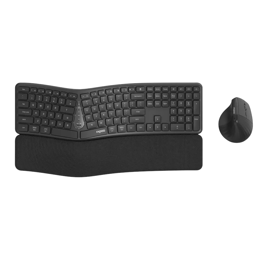 Rapoo Kabelloses Multimodus-Kombi-Set 8810ME, DE-Layout Ergonomisches Design,1600 DPI optische Maus, Verbindung zu mehre...