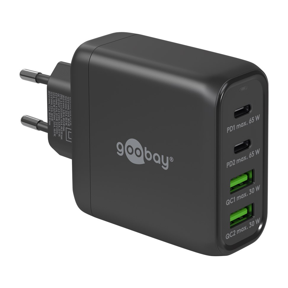 Goobay USB-C™ PD GaN Multiport-Schnellladegerät (68 W) schwarz