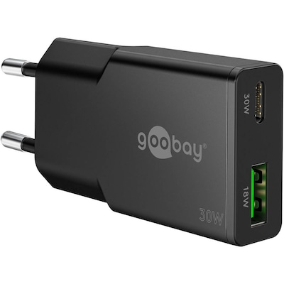 Thumbnail - Goobay USB-C™ PD GaN Dual-Schnellladegerät Slim (30 W) schwarz
