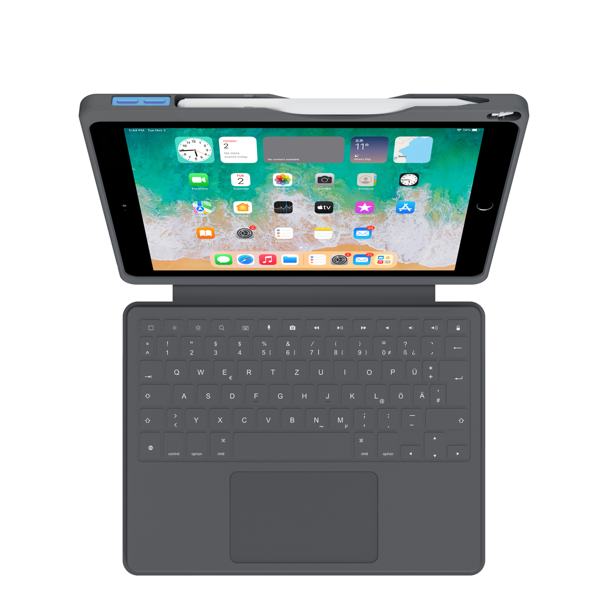 Deqster Smart Rugged Touch PLUS Keyboard für iPad 10.2" 7./ 8./ 9. Gen., Apple smart connector, Deutsches Layout QWERTZ