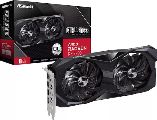 Asrock Radeon RX 7600 Challenger 8GO OC Grafikkarte - 8GB GDDR6, 1x HDMI, 3x DP