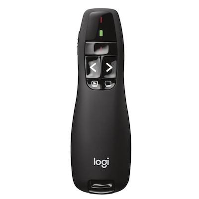 Logitech Wireless Presenter R400, Plug&Play, integrierte Präsentationstasten, roter Laserpointer mit LED-Anzeige