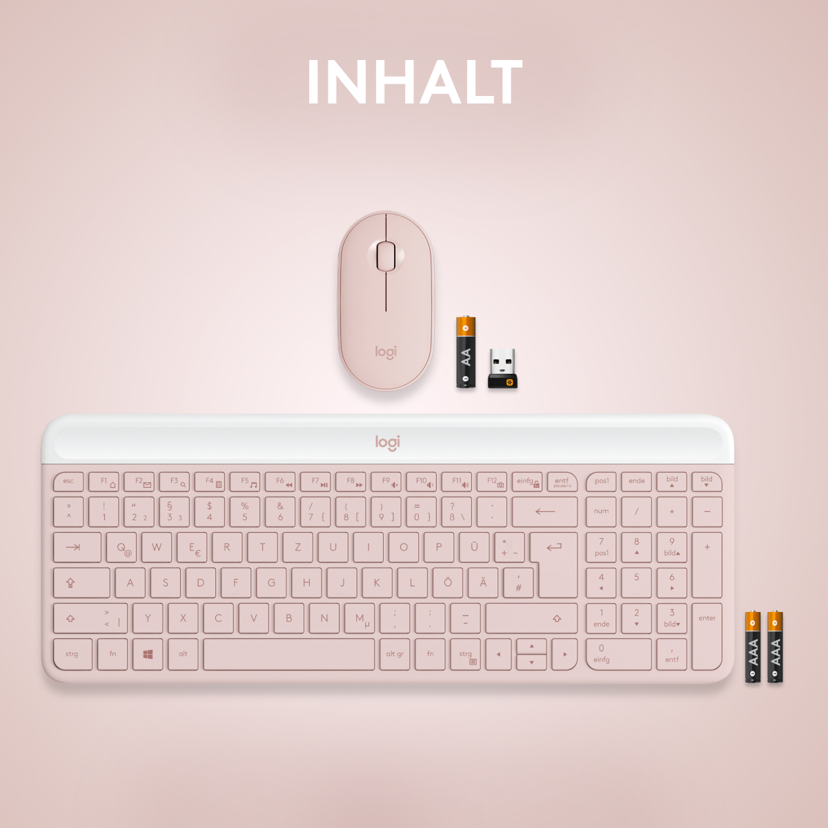 Logitech MK470 Slim Combo - kabelloses Tastatur-Maus-Set, rose Tastaturen Produkt Bild 10