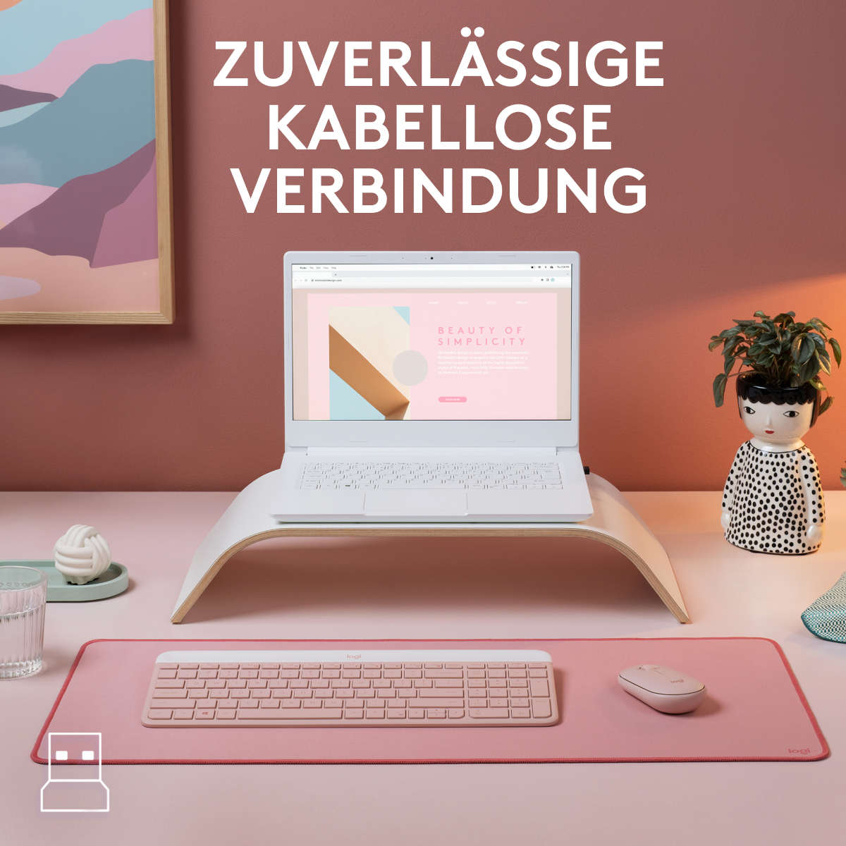 Logitech MK470 Slim Combo - kabelloses Tastatur-Maus-Set, rose Tastaturen Produkt Bild 4