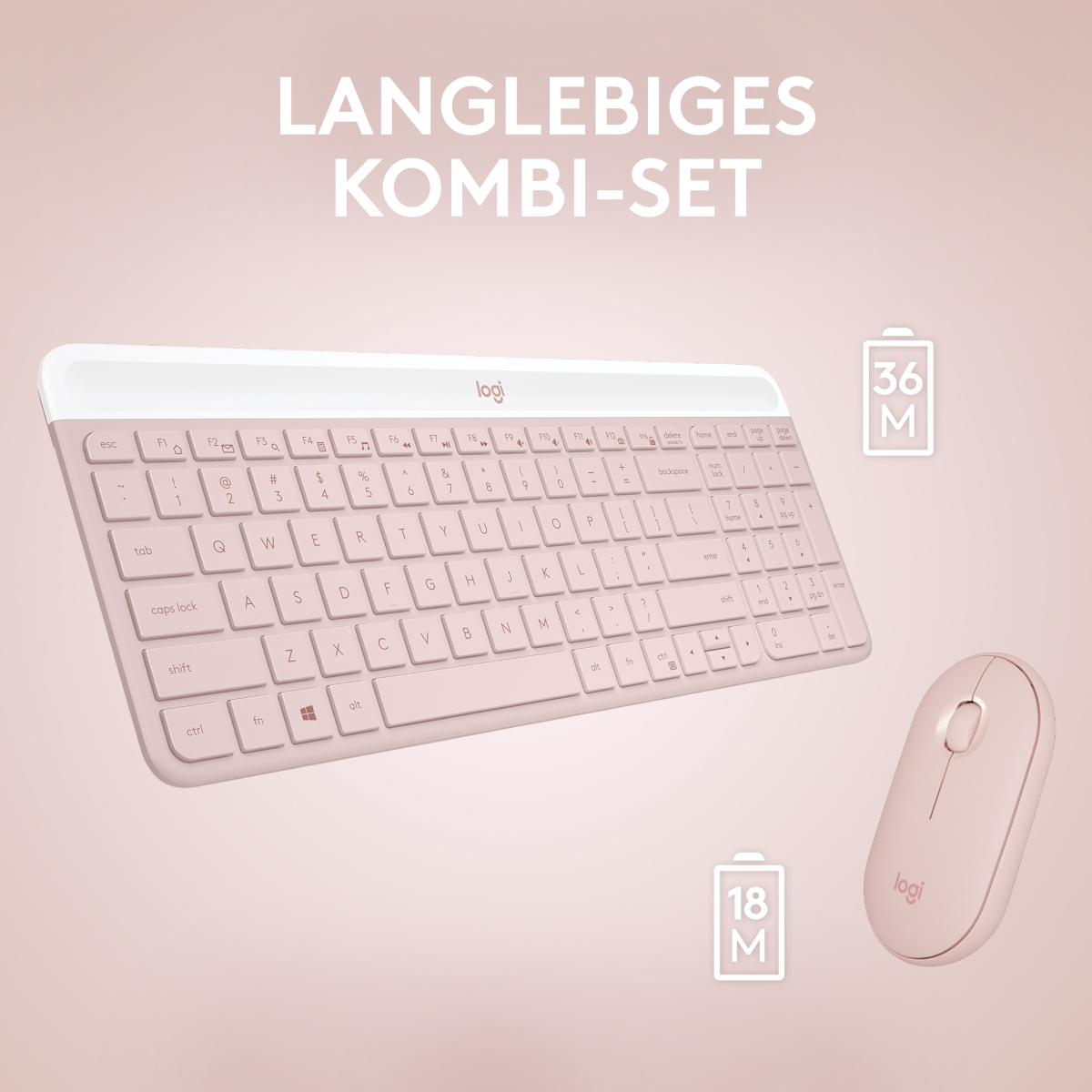 Logitech MK470 Slim Combo - kabelloses Tastatur-Maus-Set, rose Tastaturen Produkt Bild 5