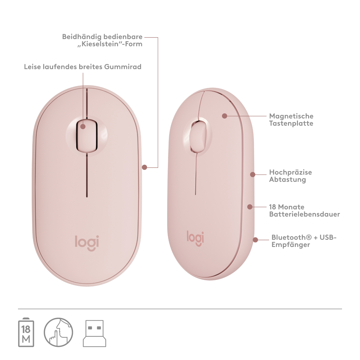 Logitech MK470 Slim Combo - kabelloses Tastatur-Maus-Set, rose Tastaturen Produkt Bild 7