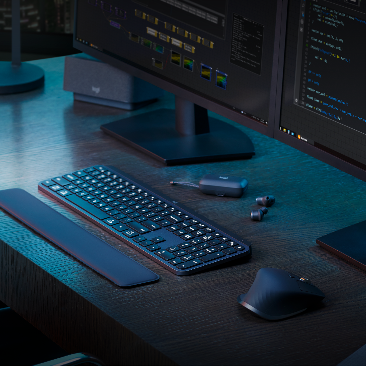 Logitech MX Keys S Combo, US-Layout, Wireless Desktop Set, Kombination MX Master 3S, MX Keys S und MX Palm Rest Tastaturen Produkt Bild 7