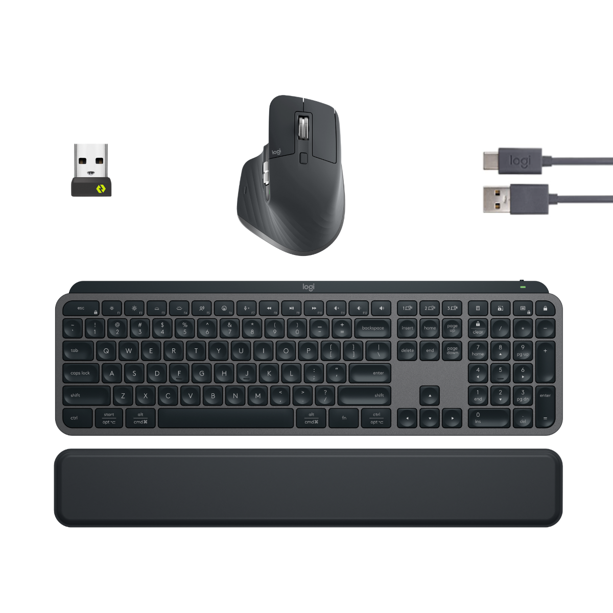 Logitech MX Keys S Combo, US-Layout, Wireless Desktop Set, Kombination MX Master 3S, MX Keys S und MX Palm Rest Tastaturen Produkt Bild 8