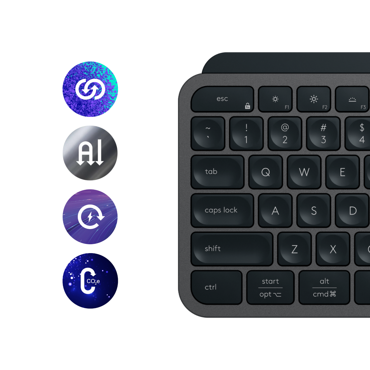 Logitech MX Keys S Combo, US-Layout, Wireless Desktop Set, Kombination MX Master 3S, MX Keys S und MX Palm Rest Tastaturen Produkt Bild 9
