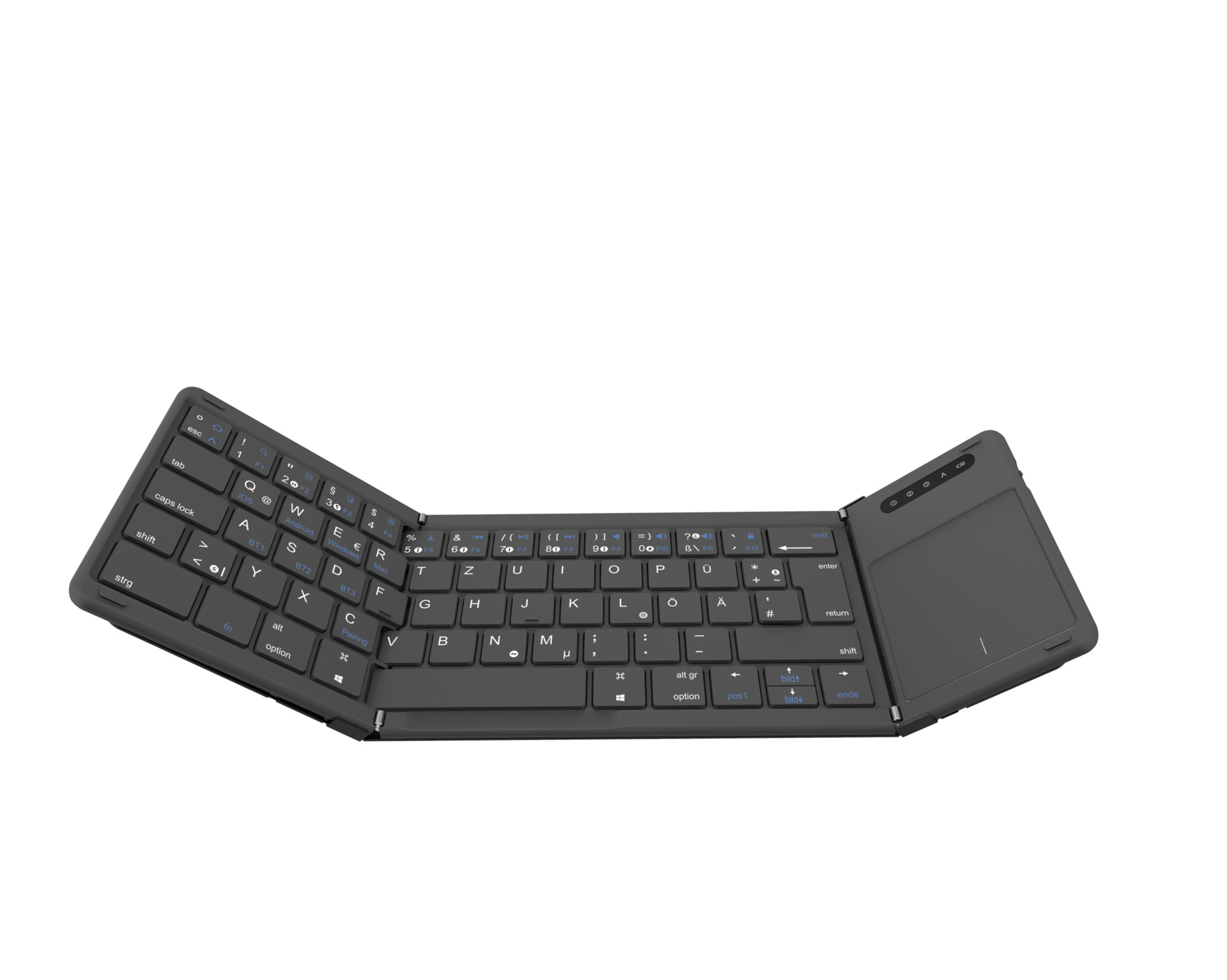 Samsung C&T Faltbare Bluetooth Tastatur mit Touchpad, Black QWERTZ-Layout, Bluetooth 5.0