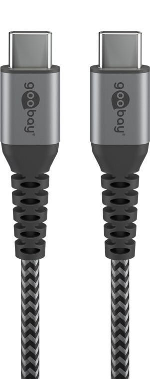 Goobay USB-C auf USB-C mit Metallsteckern, grau, 0,5m