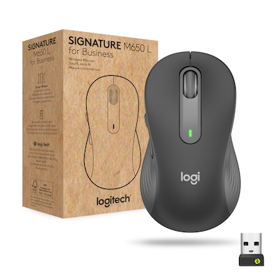 Logitech Signature M650 L Wireless Mouse for Business, Für Rechtshänder, 5 Tasten, Graphite