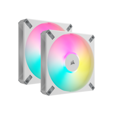 CORSAIR AF140 RGB ELITE weiß 2er-Pack | 140mm Gehäuselüfter inkl. iCUE Lighting Node CORE