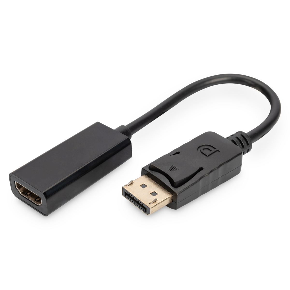 DIGITUS DisplayPort Adapter / Konverter - DP - HDMI Typ A St/Bu 0.15m,m/Verriegelung, DP 1.1a komp.