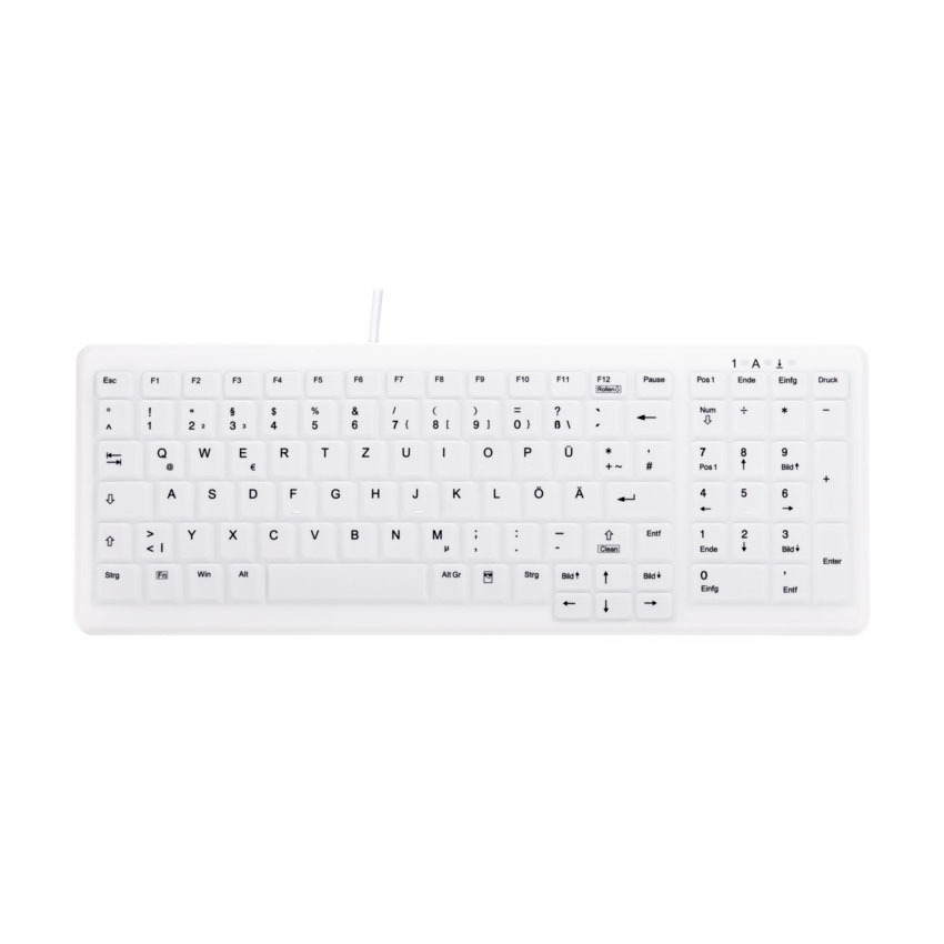 CHERRY ACTIVE KEY AK-C7000F-U1-W Desinfizierbare Hygienetastatur mit Nummernfeld, kabelgebunden, USB-Anschluss, wischdesinfizierbar