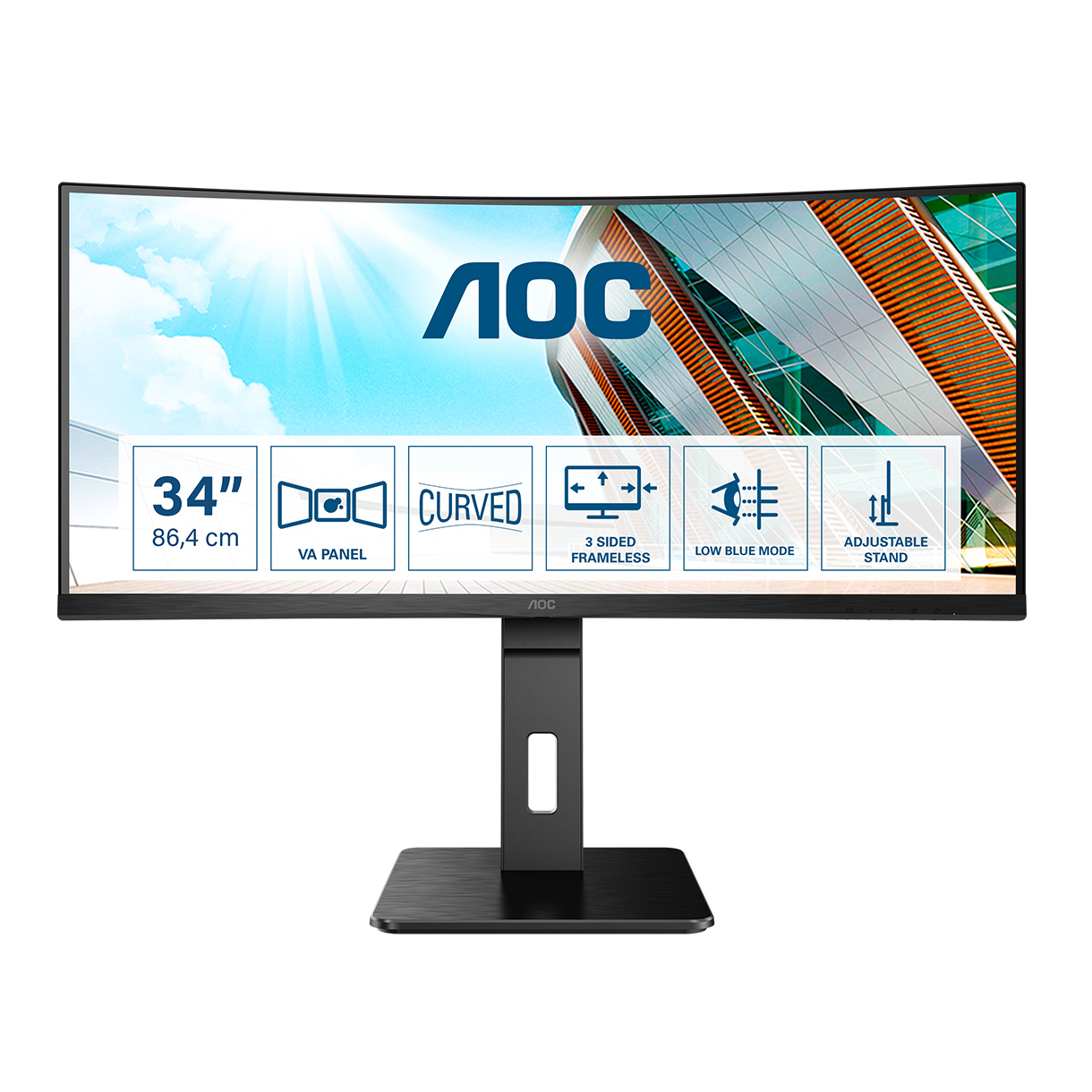 AOC CU34P2A Office Monitor - Curved, WQHD, Höhenverstell B-Ware