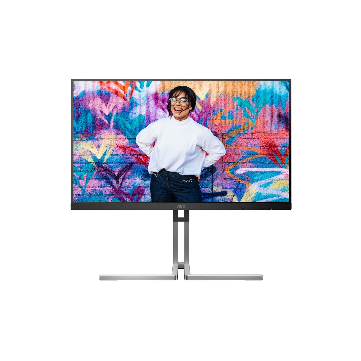 AOC Q27U3CV 27 Zoll QHD Monitor, Lautsprecher, höhenverstellbar, HDR400 (2560x1440, 75 Hz, HDMI, DisplayPort (in/out), U...