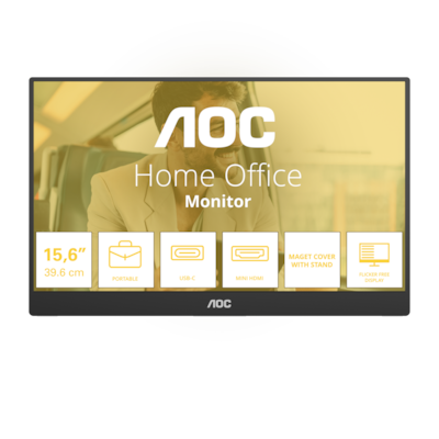 AOC 16T20E2 16 Zoll - Office Monitor IPS, FHD, 60 Hz, 4 ms GtG, Mini HDMI, 2x USB-C