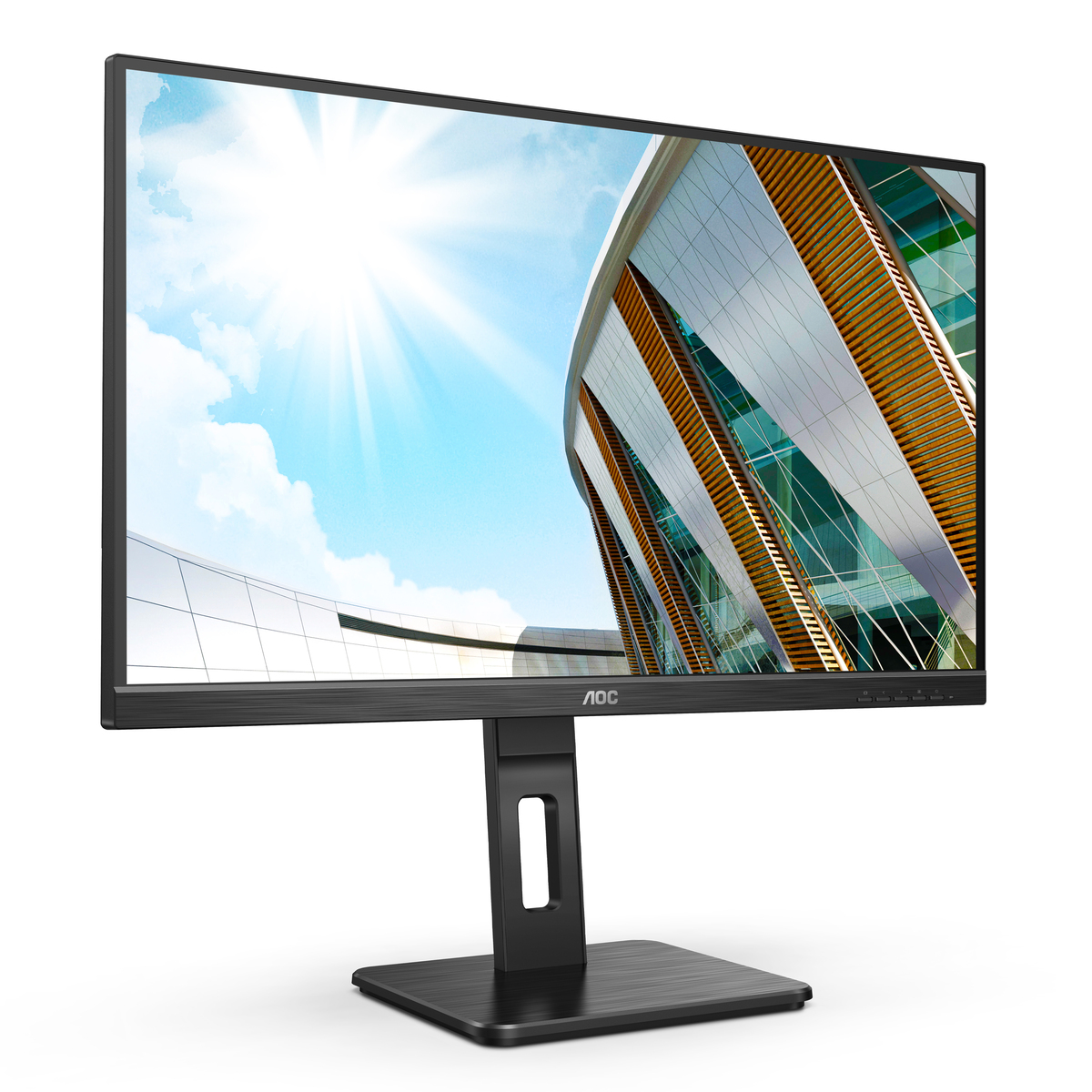 AOC U27P2 27 Zoll UHD Monitor, höhenverstellbar (3840x2160, 60 Hz, HDMI, DisplayPort, USB Hub) schwarz Displays Produkt Bild 3