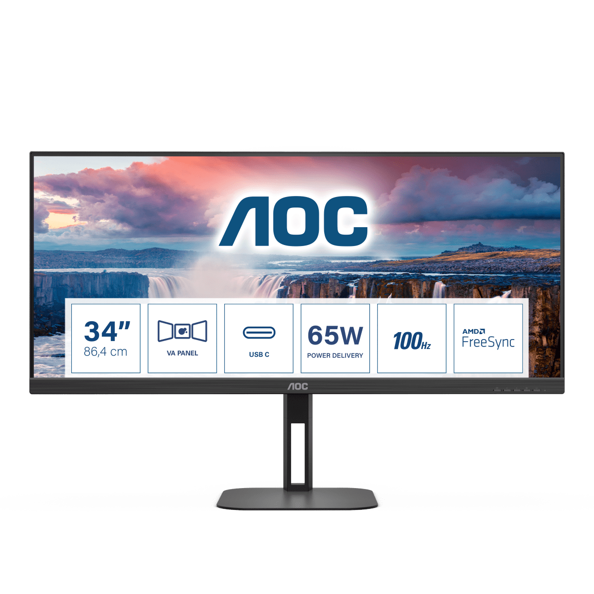 AOC U34V5C Office Monitor - Höhenverstellung, 100 Hz, USB-C