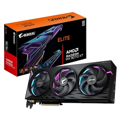 Gigabyte Radeon RX 9070 XT 16GB Aorus Elite Grafikkarte - 16GB GDDR6, 2x HDMI, 2x DP