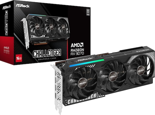 ASRock Radeon RX 9070 Challenger 16GB - 16GB GDDR6, 1x HDMI, 3x DP