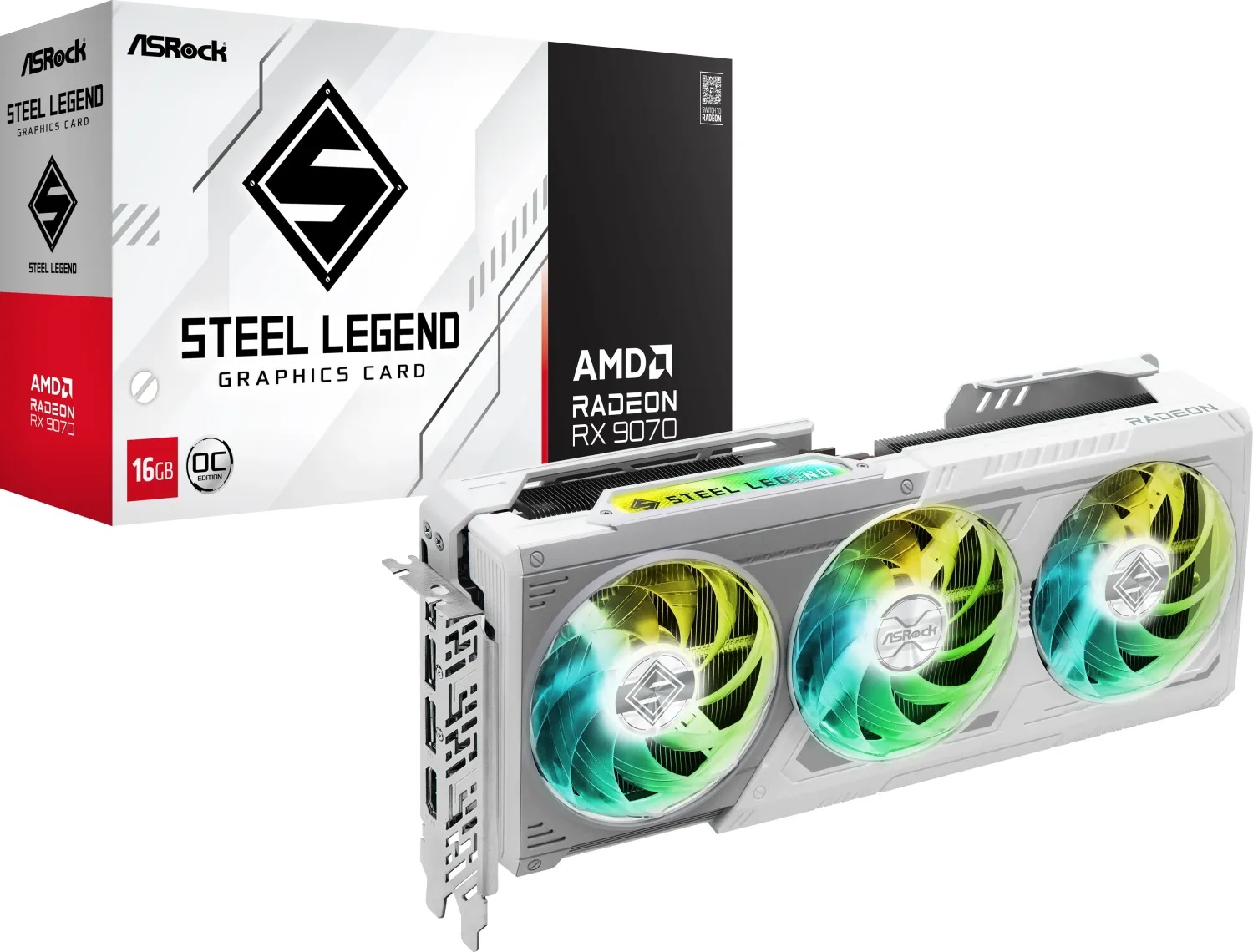 ASRock Radeon RX 9070 Steel Legend 16GB - 16GB GDDR6, 1x HDMI, 3x DP