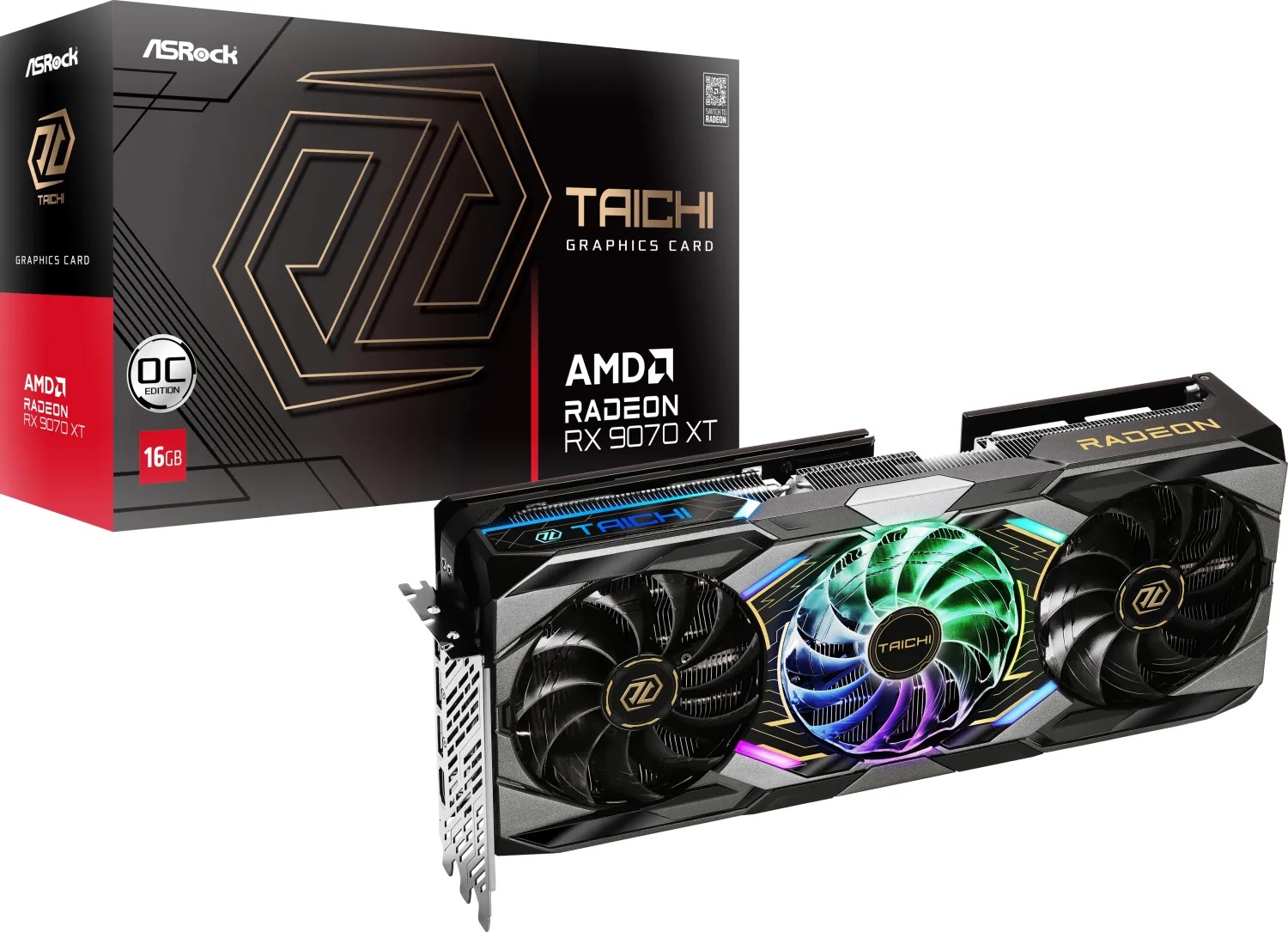 ASRock Radeon RX 9070 XT Taichi 16GB OC B-Ware - 16GB GDDR6, 1x HDMI, 3x DP