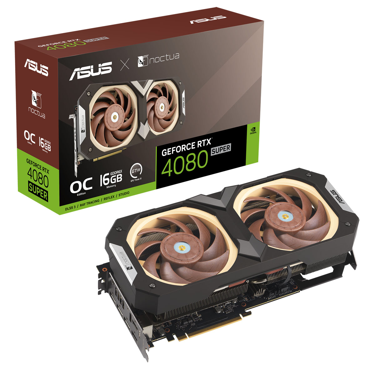 ASUS Noctua GeForce RTX 4080 SUPER OC Edition Grafikkart B-Ware - 16GB GDDR6X, 2x HDMI, 3x DP