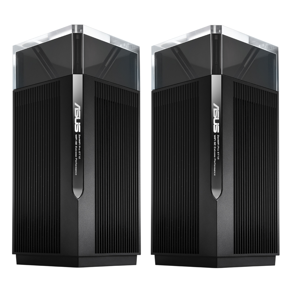 ASUS ZenWiFi Pro ET12 WLAN Mesh Router 2er-Pack Schwarz [WiFi 6E (802.11ax), Tri-Band, bis zu 11.000 Mbit/s]