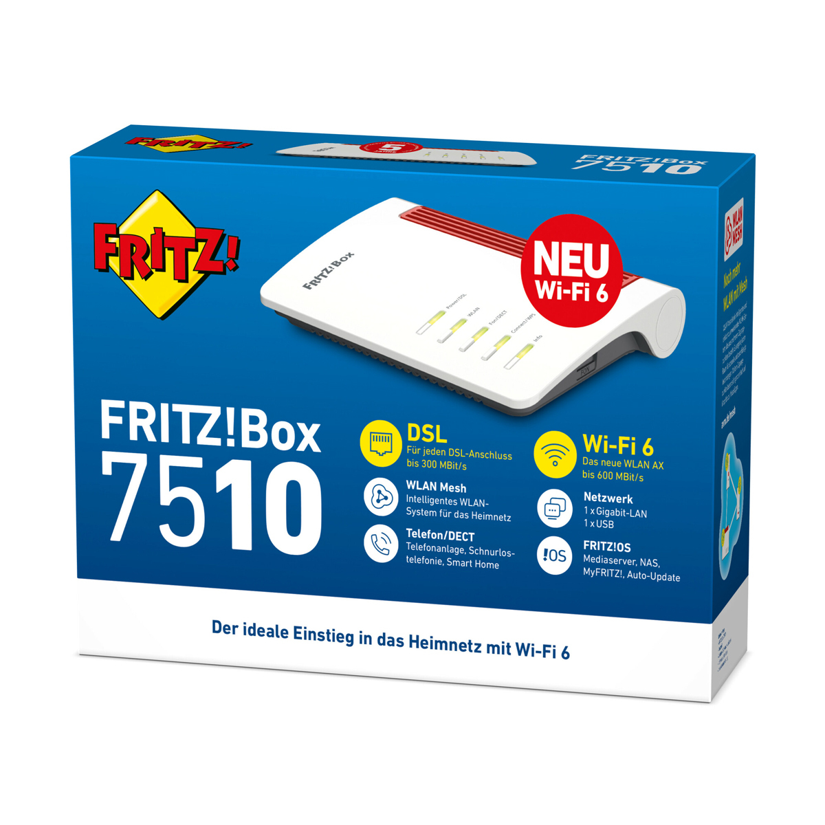 FRITZ!Box 7510 + FRITZ!Repeater 600 Bundle aus WiFi 6 Router und WLAN Repeater 600 Router/WLAN Produkt Bild 4