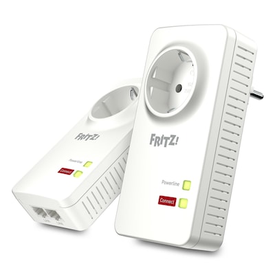 FRITZ!Powerline 1220 Set 2x Adapter, mit integrierter Steckdose, bis zu 1.200 MBit/s, 2x Gigabit LAN