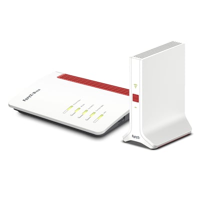 FRITZ!Box 5530 Fiber + FRITZ!Repeater 3000 AX Bundle mit WiFi 6 Router und WiFi 6 Repeater