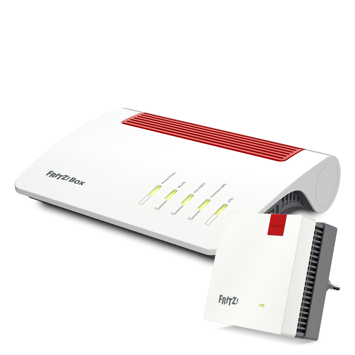 FRITZ!Box 5590 Fiber + FRITZ!Repeater 1200 AX Bundle mit WiFi 6 Router und WiFi 6 Repeater