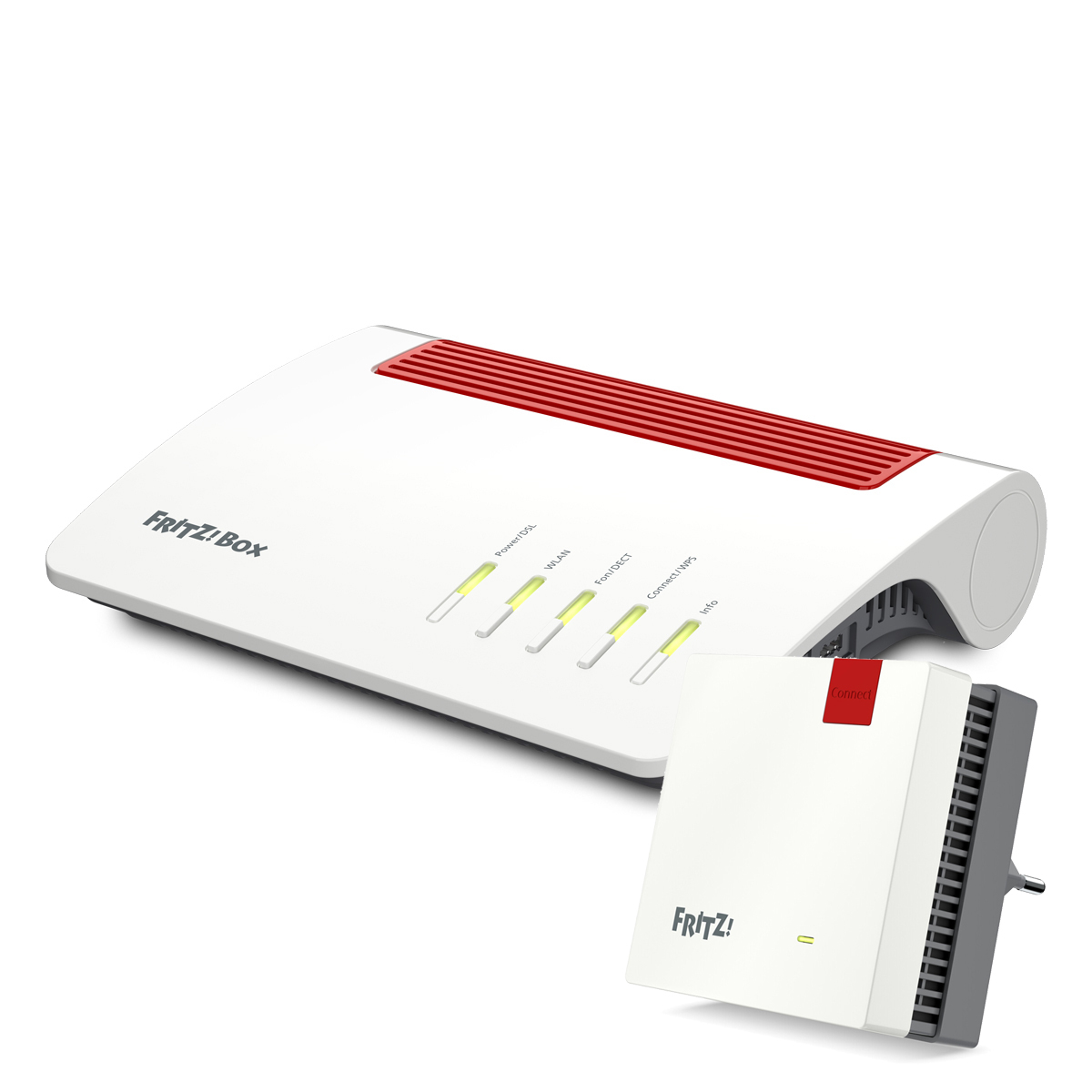 FRITZ!Box 7590 AX ohne ISDN + FRITZ!Repeater 1200 AX Bundle aus WiFi 6 Router & WiFi 6 Repeater