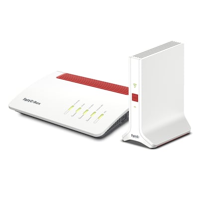 AVM FRITZ!Box 7590 AX ohne ISDN + FRITZ!Repeater 3000 AX Bundle mit WiFi 6 Router und WiFi 6 Repeater