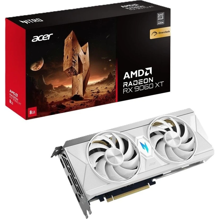 Acer Nitro AMD Radeon RX 9060 XT 8G OC White - 8GB GDDR6, 1x HDMI, 3x DP