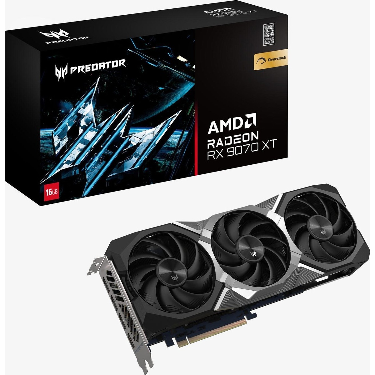 Acer Predator BiFrost AMD Radeon RX 9070 XT 16G OC B-Ware - 16GB GDDR6, 1x HDMI, 3x DP