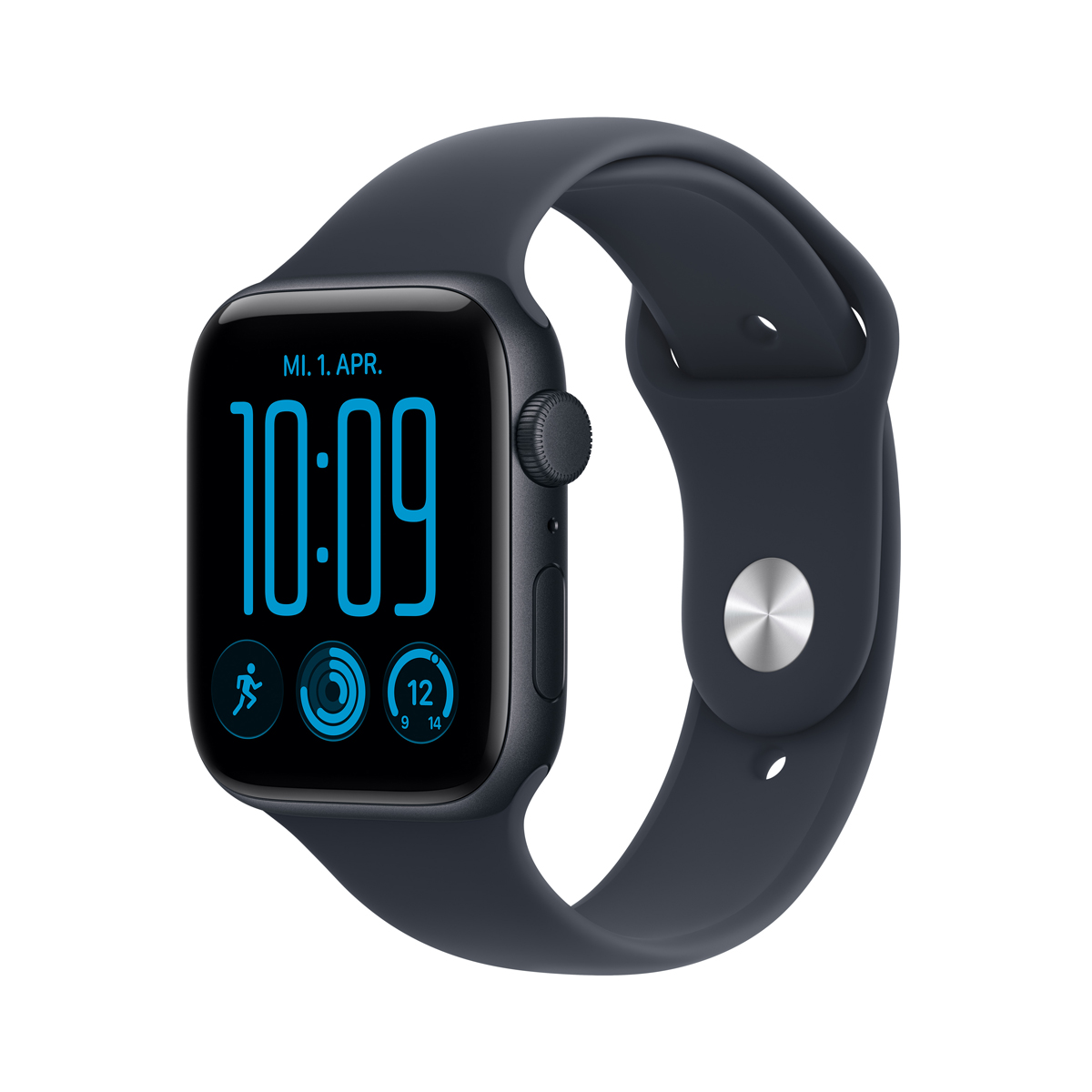 Apple Watch SE 3 44mm Mitternacht Aluminium Case Mitternacht Aluminium Case Navyblau Sport Band - S/M