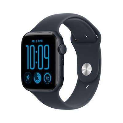 Apple Watch SE 3 44mm Mitternacht Aluminium Case Mitternacht Aluminium Case Navyblau Sport Band - S/M