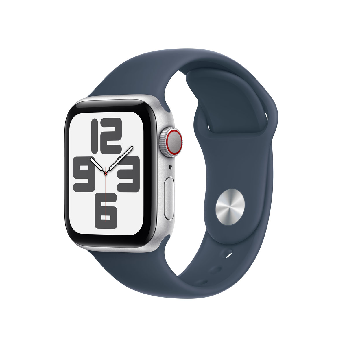 AppleWatch SE Aluminium Cellular 40mm Silber MRGJ3QF/A Sportarmband Sturmblau S/M