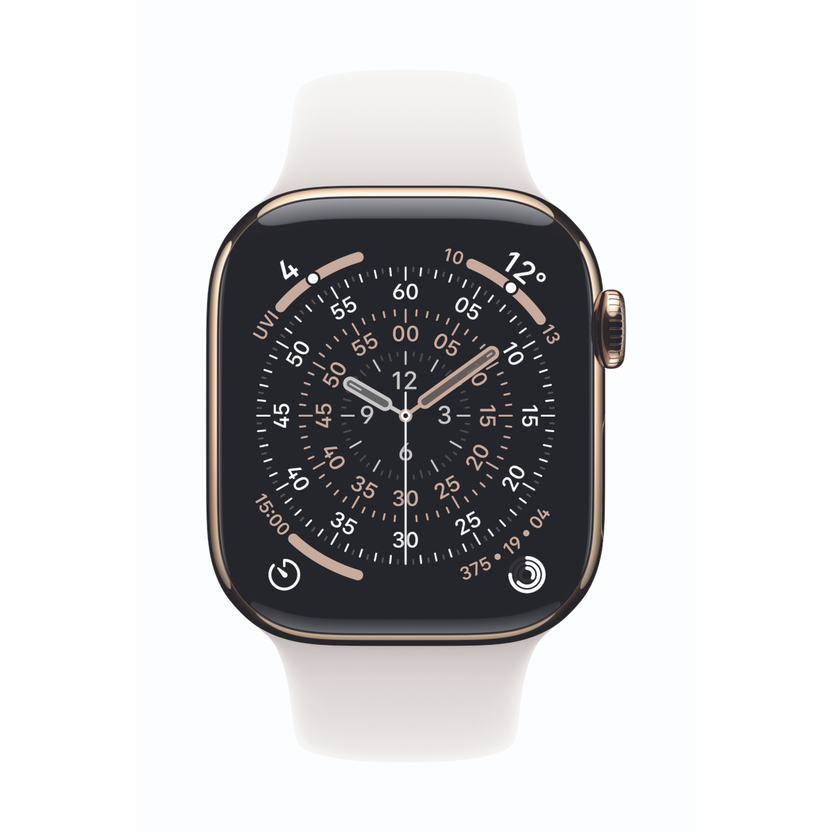 Apple Watch Series 11 Cellular 42mm Gold Titan Gehäuse mit Blassrosa Sport Band - M/L