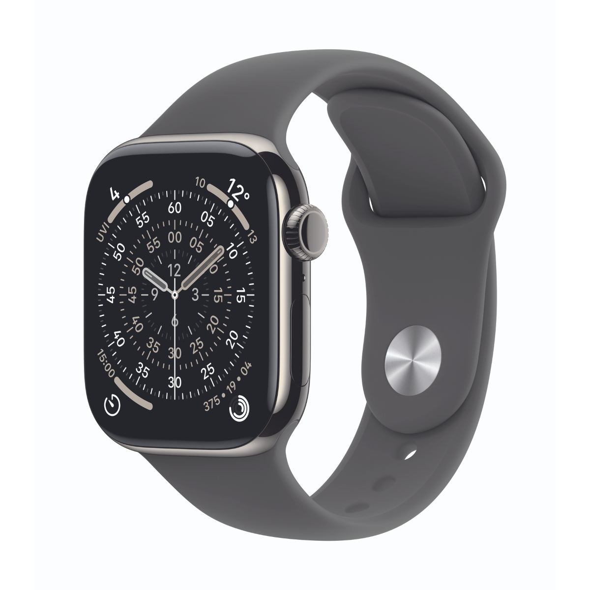 Image of Apple Watch Series 11 Cellular 42mm Natur Titan Gehäuse mit Steingrau Sport Band - S/M
