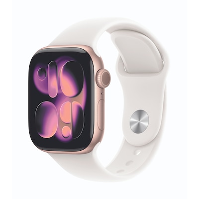 Apple Watch Series 11  42mm Roségold Aluminium Gehäuse mit Blassrosa Sport Band - S/M