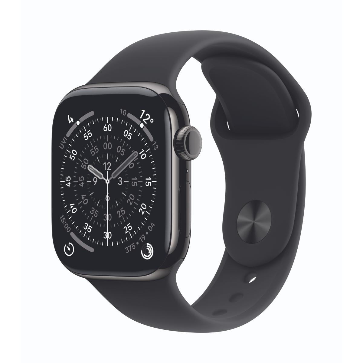 Apple Watch Series 11 Cellular 42mm Schiefer Titan Gehäuse mit Schwarz Sport Band - M/L