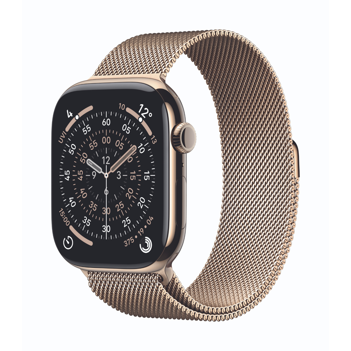 Apple Watch Series 11 Cellular 46mm Gold Titan Gehäuse mit Gold Milanaise Armband - M/L