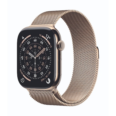 Apple Watch Series 11 Cellular 46mm Gold Titan Gehäuse mit Gold Milanaise Armband - M/L